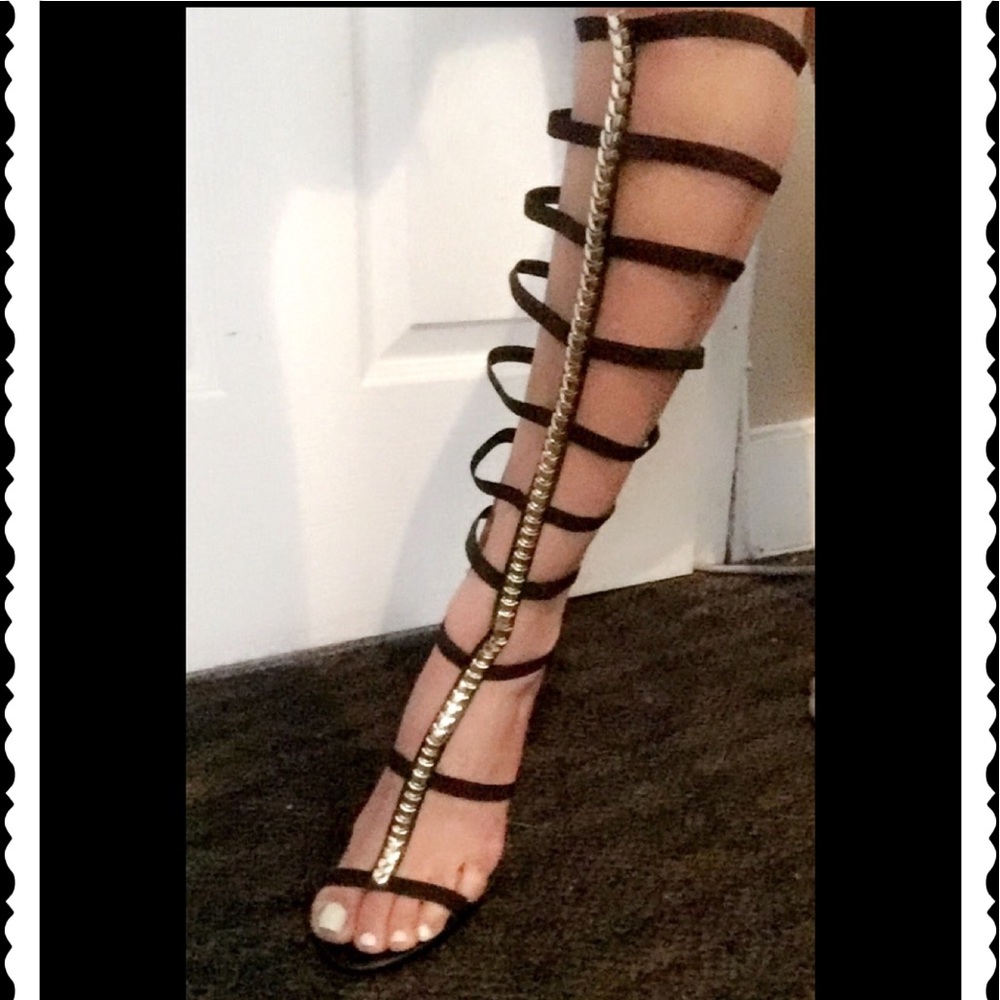 Gold and black sexy heels